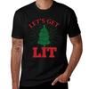 Lets Get LIT Funny Christmas Tree Shirt TShirt Fitness Quick Dry Short Sleeve Top