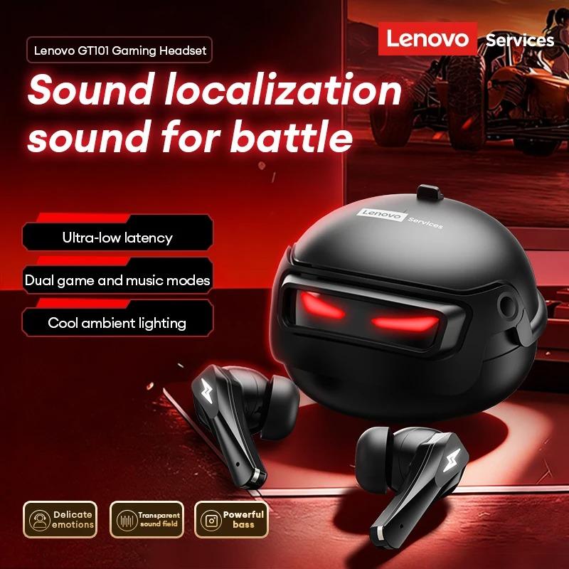 Original Lenovo GT101 TWS Kabellose Ohrhörer Dual-Modus Coole Beleuchtung Gaming-Ohrhörer 30H Akkulaufzeit HD-Anruf 3D-Stereo Bluetooth 6.0 Kopfhörer
