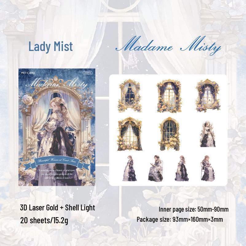 Momo PET Laser Gold Stickers: Royal Beauty Retro Dreamy Girl Journal Series