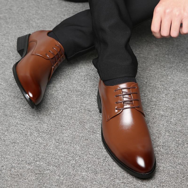 Leather Shoes for Men Classic Business Formal Shoes Fashion Pointed Casual Shoes for Men Soft Soled Driving Shoe Lace Up Oxfords