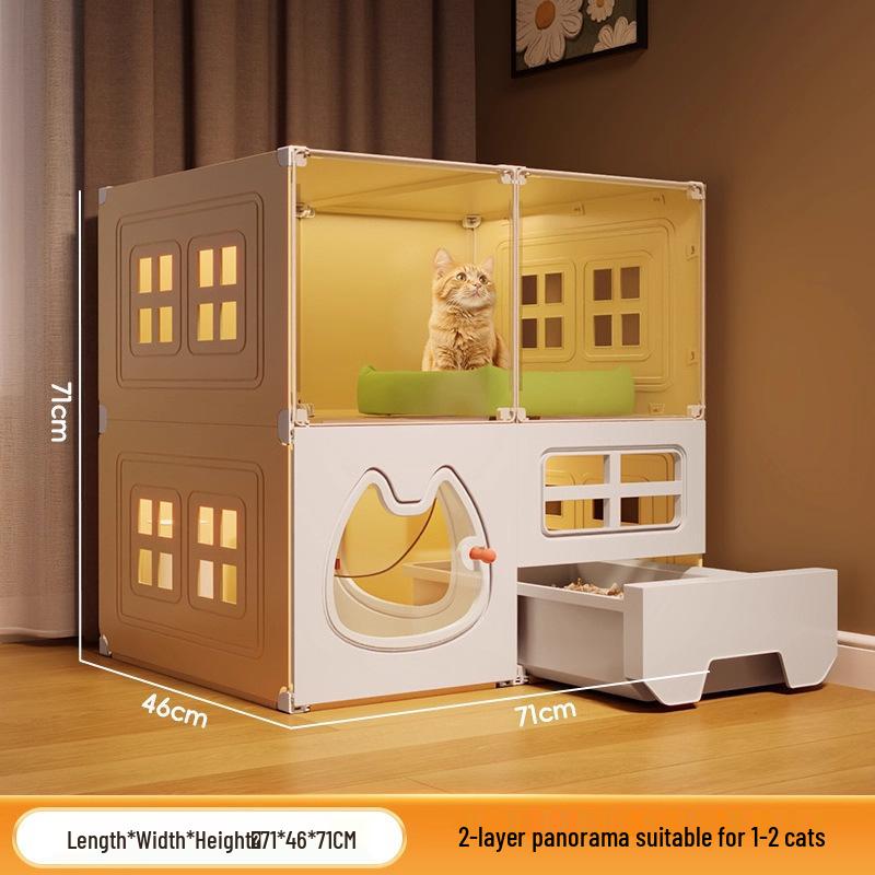 Luxury Indoor Multi-Layer Cat Villa with Integrated Litter Box