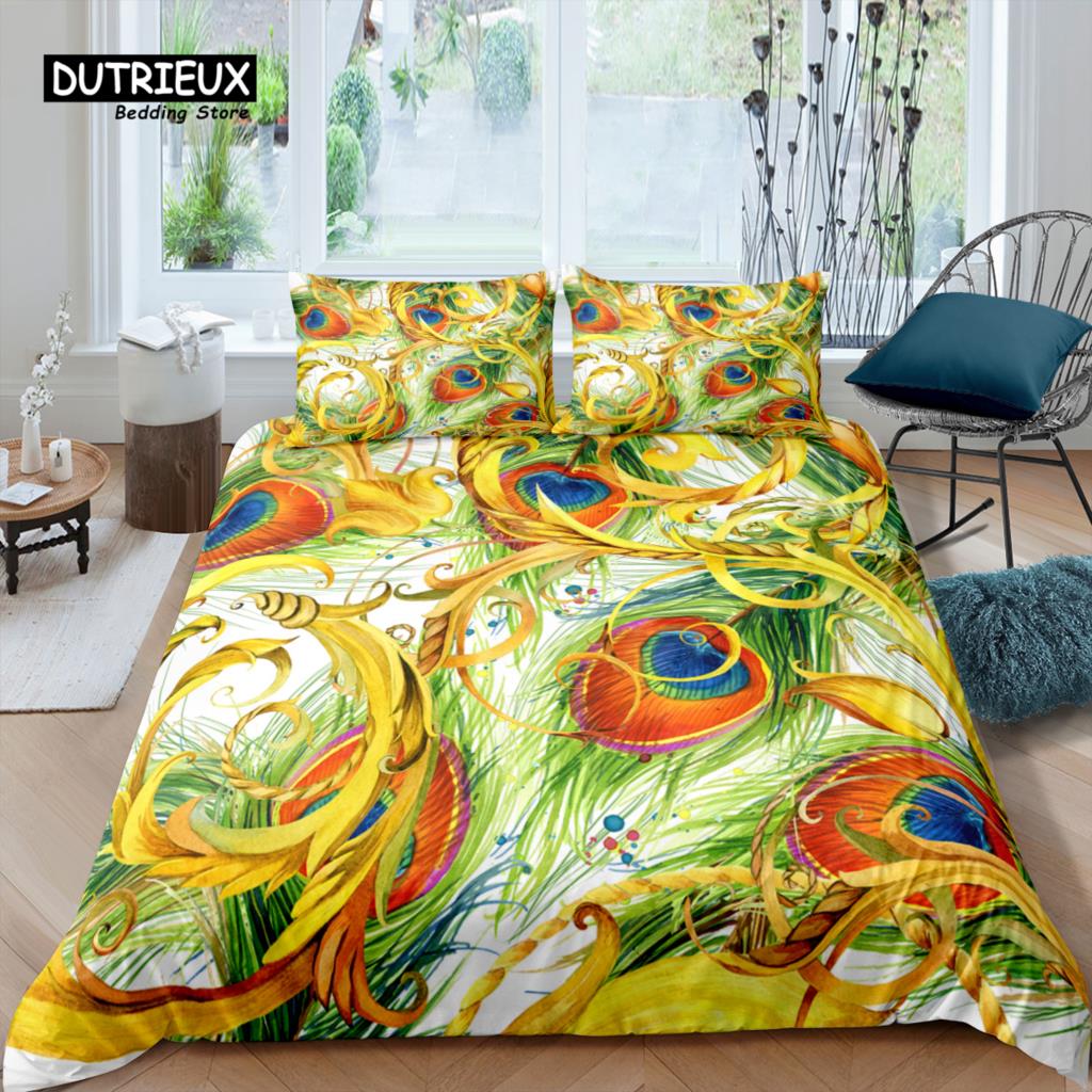 Comforter Home Living Luxury 3D Golden Peacock Bedding Set Kids Bedding Set Queen And King Eu/Us/Au/Uk Size
