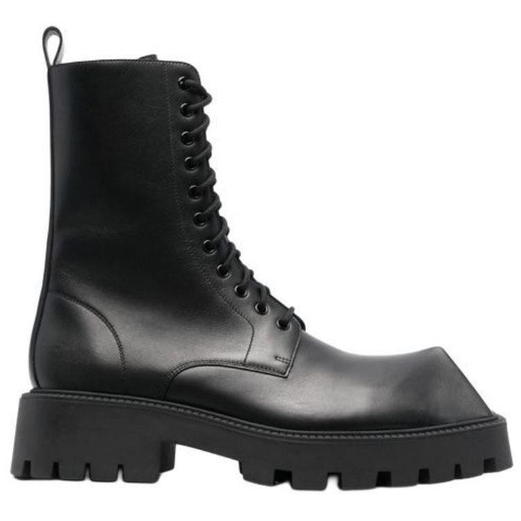Balenciaga Rhino 25mm Lace Up Boots 'Black Smooth Calfskin' 712638WBB501000