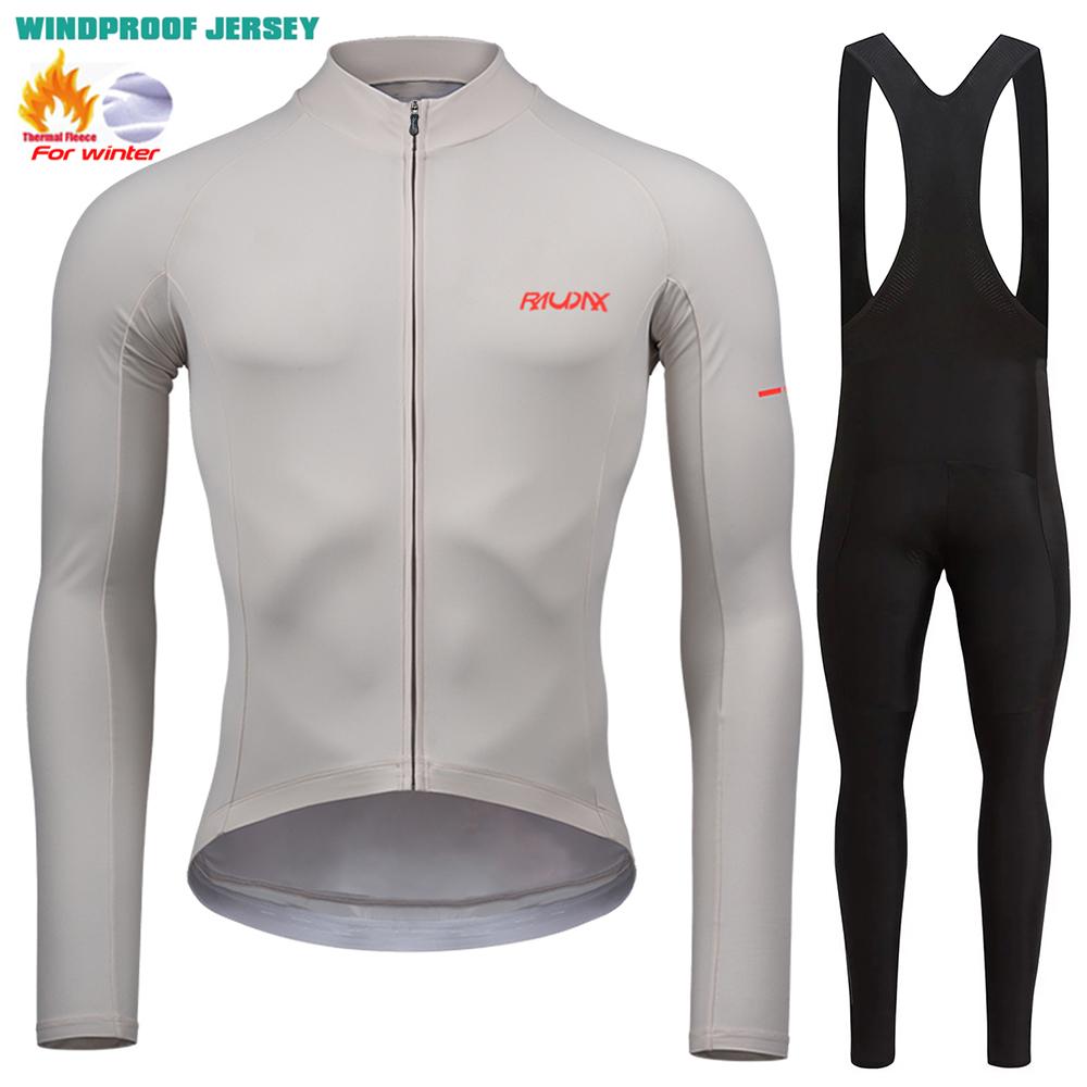 Raudax Winter Mountain Bike Jersey Ropa De Hombre Thermal Fleece Keep Warm Road Bike Sportswear 2026 Winter Velvet Warm Cycling Clothing Suit Set