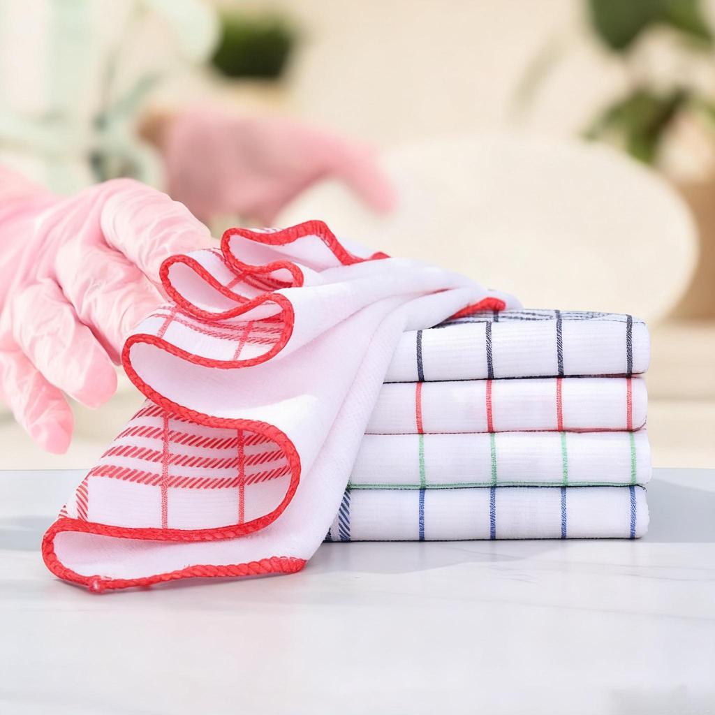 5/8 Pack of Kitchen Checkered Cleaning Cloths,60 X 40 Cm, Durable, Suitable for Kitchen and Home Use, Can Be Used for Washing Dishes and Wiping Tables