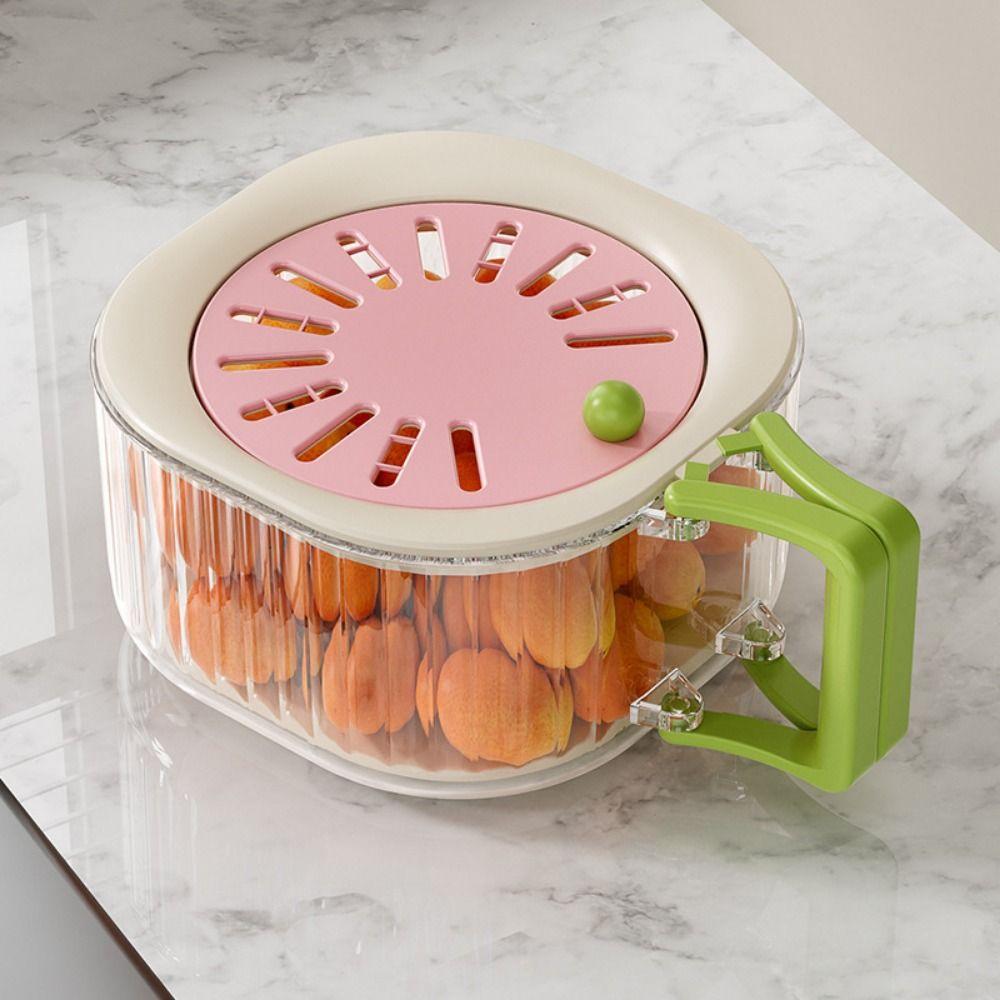 Splash-proof Vegetable Drain Basket Foldable Handle Fruit Drainer Container  Kitchen Organizer