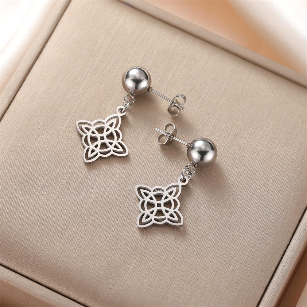 My Shape Witches Knot Earrings Stainless Steel Stud Earrings Women Witchcraft Drop Earrings Jewelry Celtics Irish Knot Amulet