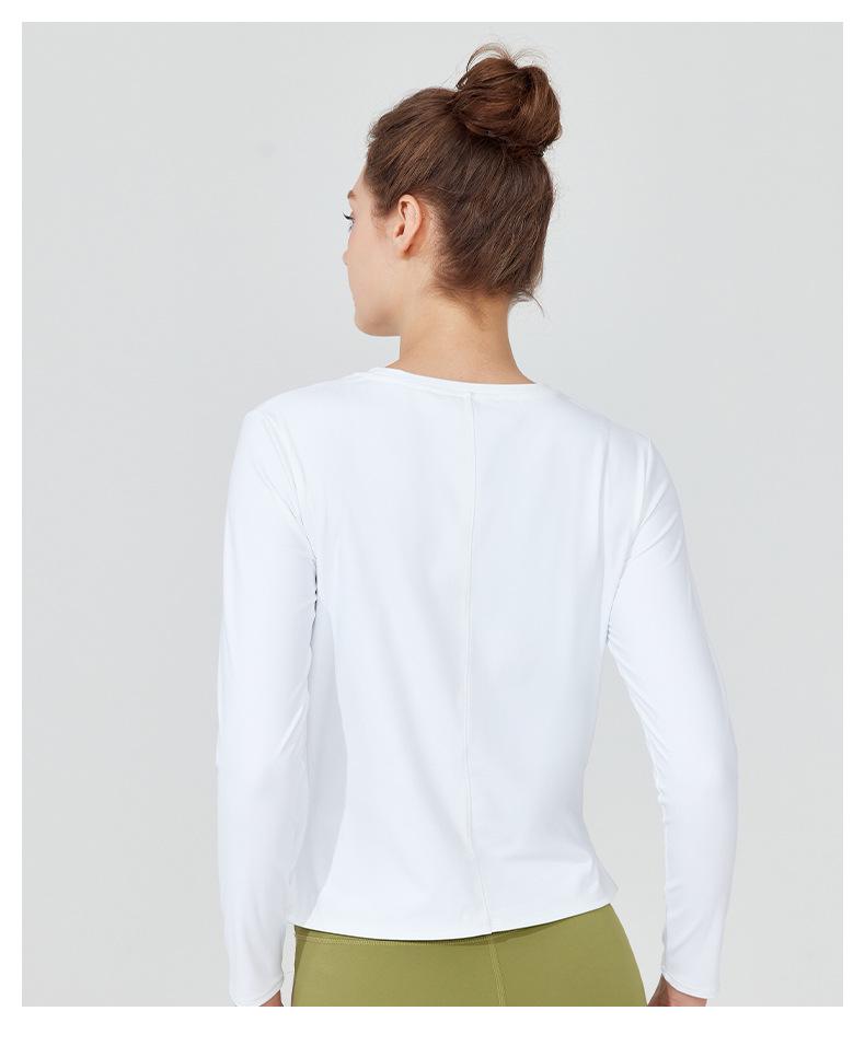 Casual Tie-Waist Sports Top - Bare-feel, Tight-fit, Long Sleeve Yoga Shirt for Running and Fitness