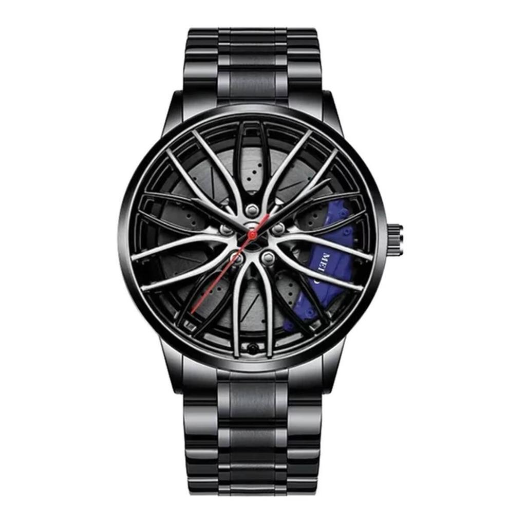 Fashion 3d Car Wheel Men Sports Watches Stainless Steel Band Wristwatch Men's Quartz Watch