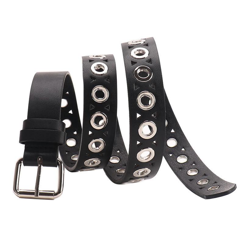 Style Hop Hip Belt Punched Pattern Iron Buckle Casual Street Decoration Fashion