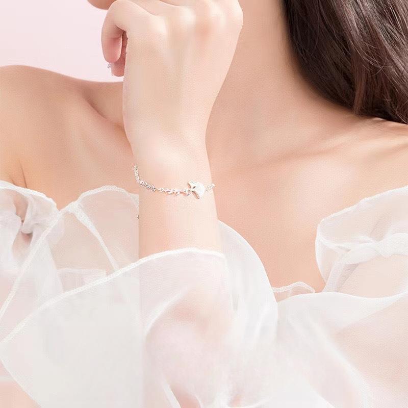 Sansheng Has Apricot Bracelet Female Niche Design Apricot Leaf Opal Jewelry Simple and Popular Cold Wind Jewelry