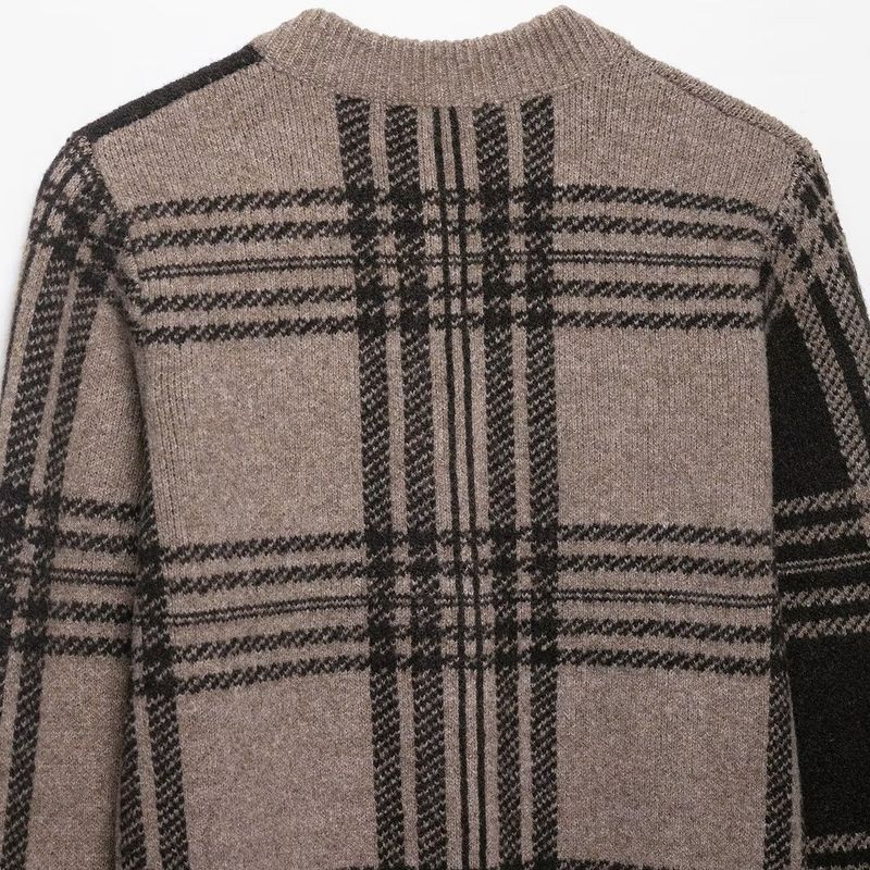 Kaslead New Women clothes Western Style Versitile Fashion Plaid Knitted Outerwear 2756149 472