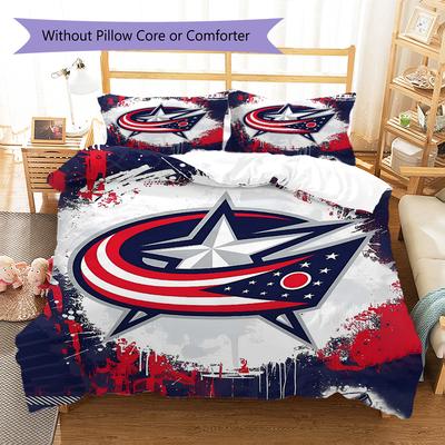 Columbus Blue Jackets Pattern Bedding Quilt Set Quilt Cover Pillowcase Home Decoration Gift (1 * Duvet Cover + 2 * Pillowcase, Without Core)