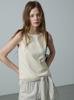 Lesyuem Cotton Boat Neck Sleeveless