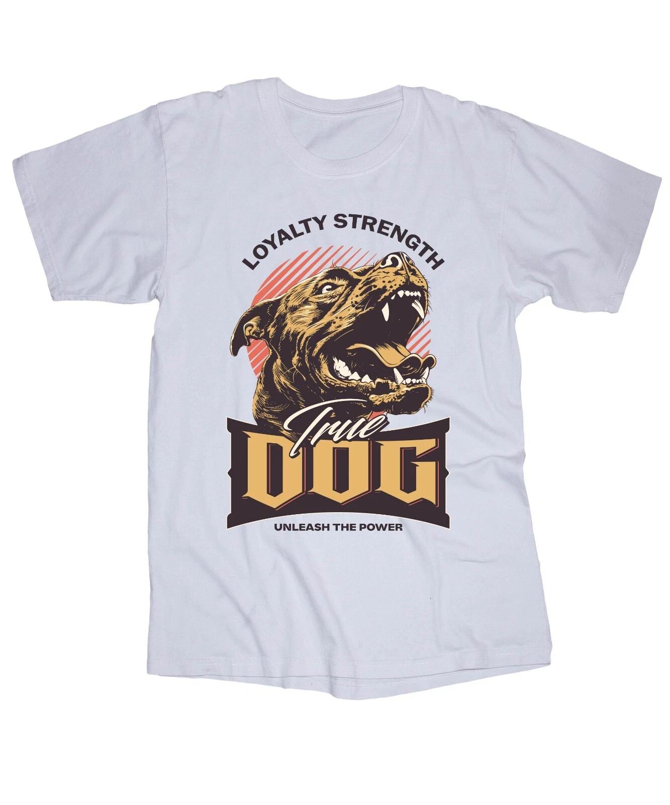 True DOG white T-shirt Loyalty Strength Guard Dog Beware of Dog Protector M