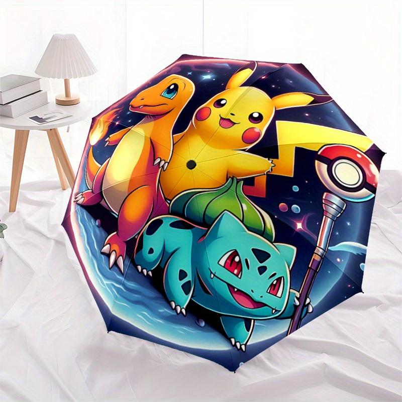 Ombrello Pokemon ad Apertura Automatica Design Compatto Pieghevole, Tessuto Resistente per Viaggi Casual Compagno per l'Esterno a0822068