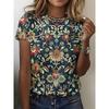 Damen T-Shirt Grafik Paisley Vintage Stilvoll Lässig Kurzarm Rundhals Regulär Oberteile Täglich Wochenende Strandbekleidung Druck Sommer