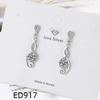 Orecchini a Pendente Forma di Nota in Argento Sterling con Zirconi Rotondi, Orecchini da Matrimonio e Festa, Regalo Gioiello