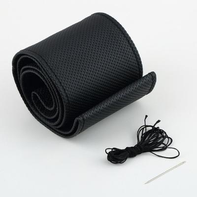 DIY Faux Leather Car Auto Steering Wheel Cover Decor With Needles Thread Black