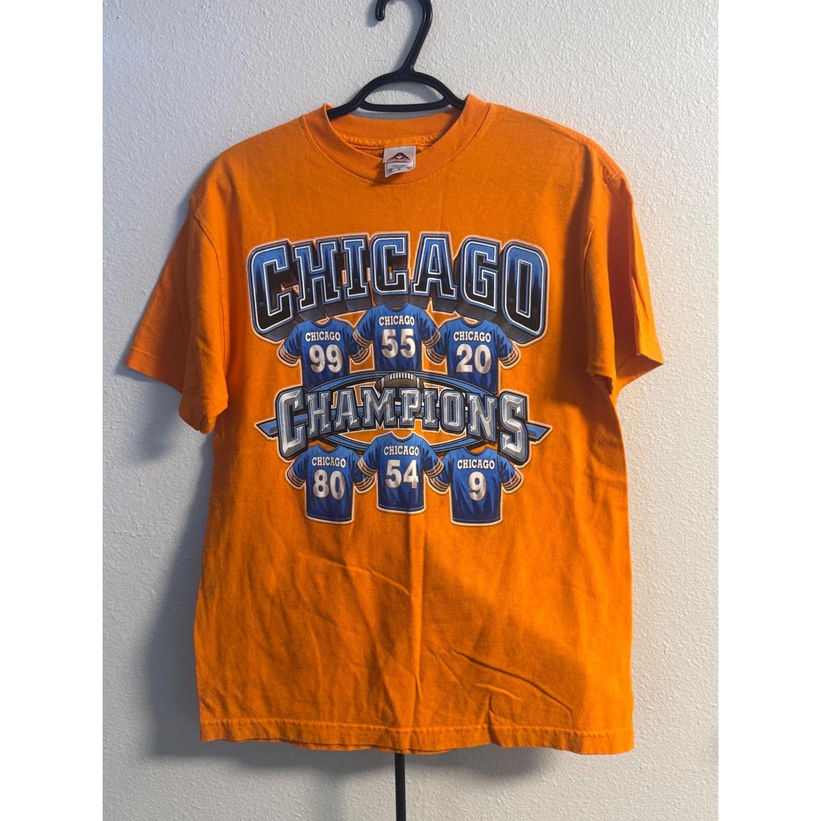 AAA Chicago Champions Football Graphic T-Shirt Orange Mens Medium Vintage Style 4XL
