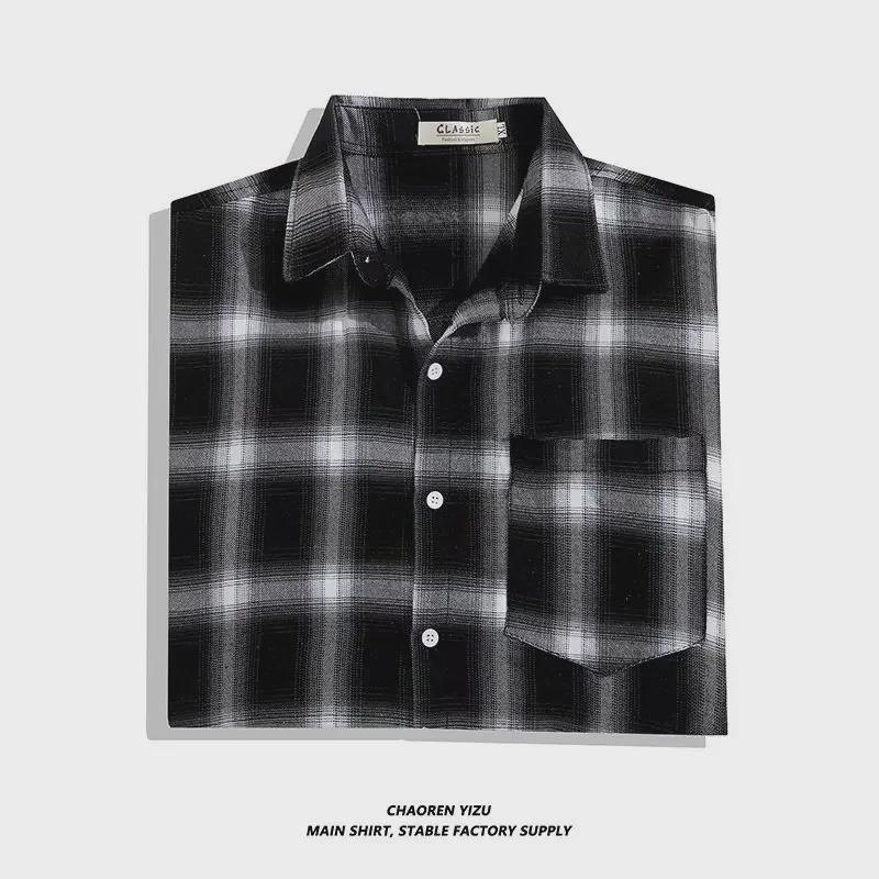 Men's Japanese Retro Plaid Shirt - Niche Design, Loose Long Sleeves, Spring/Autumn Casual Layering Shirt