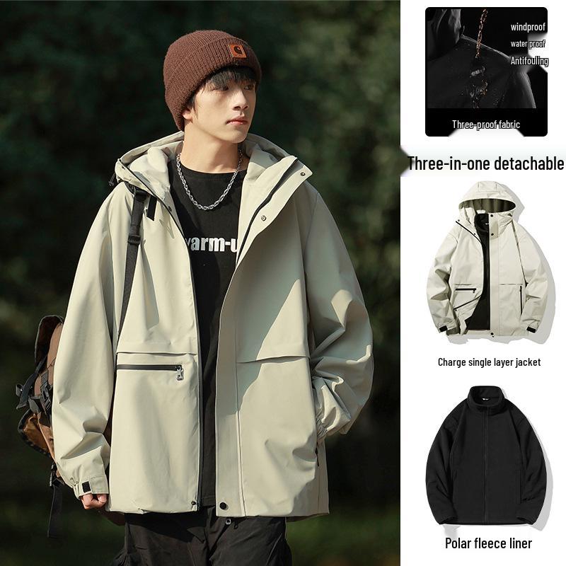 

Men s Outdoor Hooded Windbreaker: Autumn/Winter Sports and Workwear Jacket 5XL