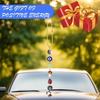 Evil Eye Good Luck Car Charm with 8 Ball, Mushroom, Clover, Ladybug, & Yin Yang Symbols