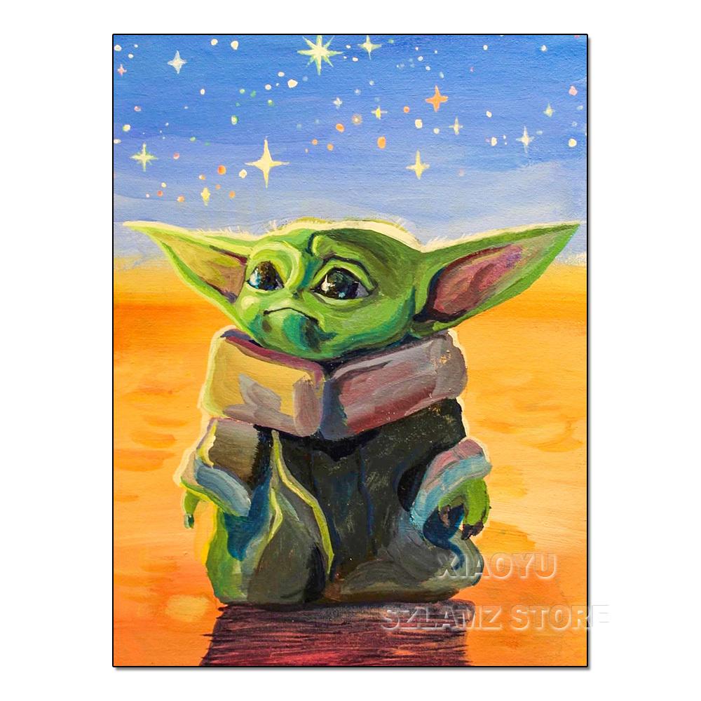 Diamond Painting Yoda Rhinestone Picture Cartoon Full Round Drill Mosaic Embroidery Mandalorian Home Decor Gift