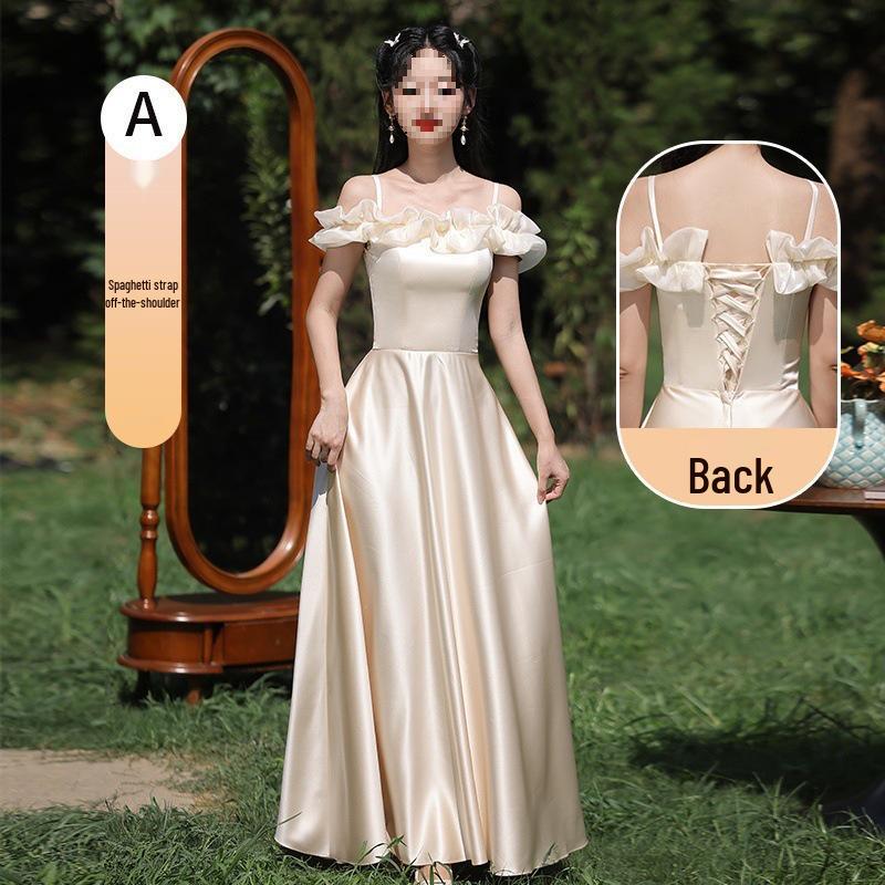 2025 Summer Satin Bridesmaid Gown - Elegant Simple Style