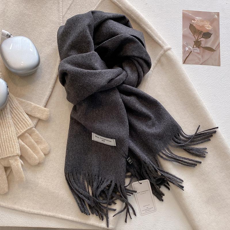 Winter Wool Scarf For Women Long Warm Cashmere Scarves Hijab Solid Lady Shawl Wrap Female Pashmina Bandana Head Scarfs New