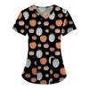 V-Neck Short Sleeve Nursing Scrub Top Women Fashionable Casual Workwear With 3D Print Design Slim Fit 2025 Collection