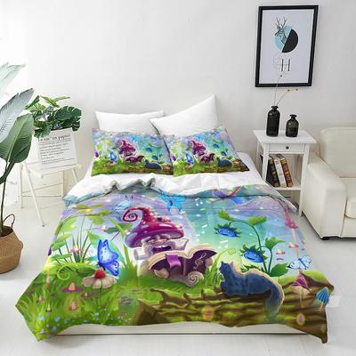 Mushroom Duvet Cover Set 2 Piece Bedding Set With Pillowcases Magic Forest 3D Printed Soft Breathable Microfibre Quilt Cover Set