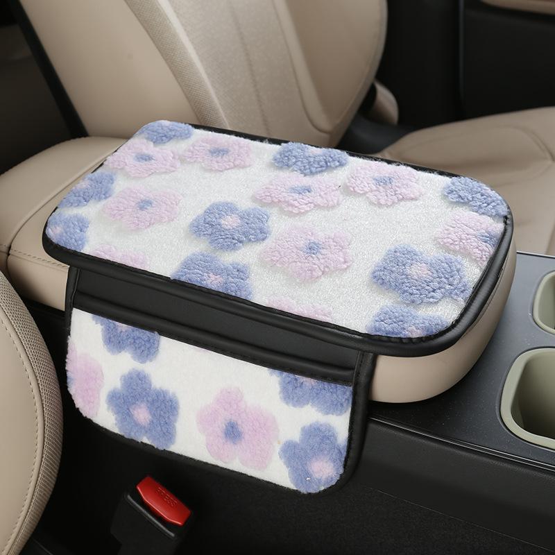 1Pcs Automobile Interior Decoration Cute Car Armrest Box Plush Cover Cushion Warm Center Console Arm Cover Pads
