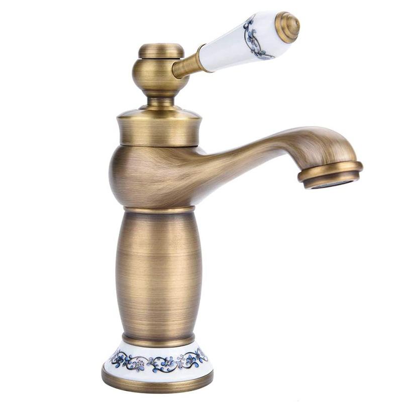 Luxury Basin Bath Faucet European Retro Single Handle Antique Bronze for Cold and Hot Water Sink Mixer Tap Mixer