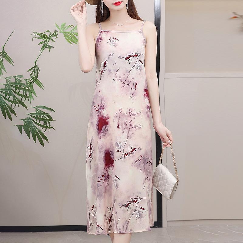 2026 Temperament Slimming Sleeveless Summer Camisole Dress with Print - Fashionable Long Skirt