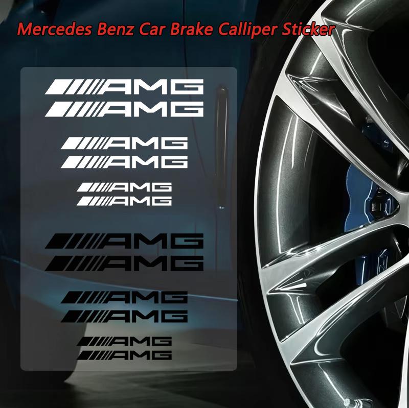 CRN1 6pcs Car Caliper Sticker Wheel Hub Decals Decoration For Mercedes Benz AMG W203 W206 W220 W205 W211 W212 W201 W210 W108 W168