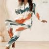Women Plus Size Half Zip Long Sleeve Printed Longline Top And Fitted Pants Two Piece Set