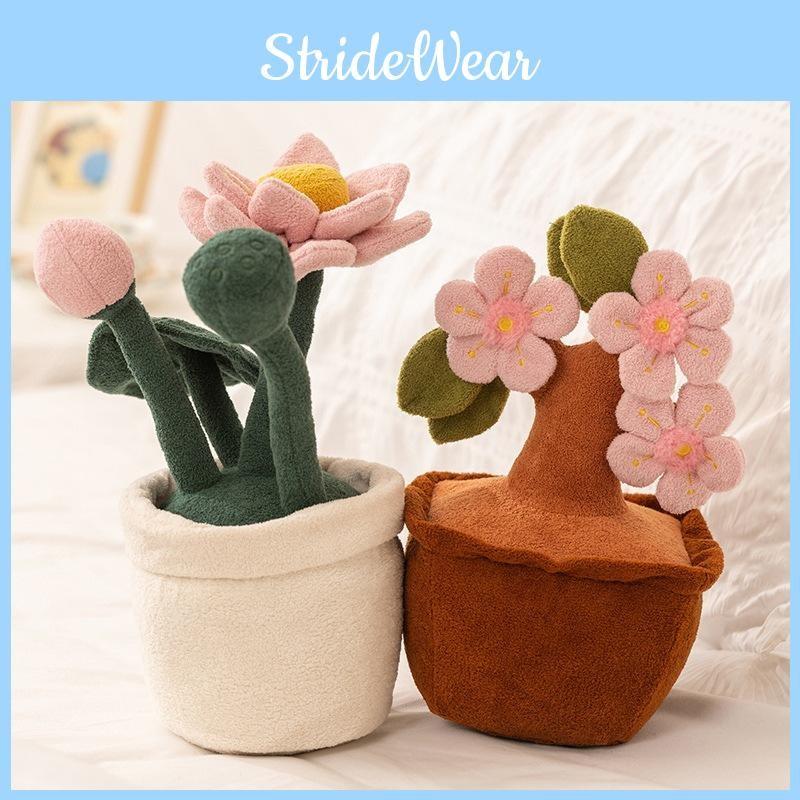 Tulips Peach Roses Blossoms Lotus Flowers Plush Potted Plant Toy For Gift Kids
