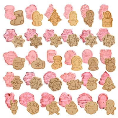 Küpsiselõikur Jõulutaigna tempel plastikust 3D multifilm Vajutatav biskviitvorm kondiitritooted küpsetus-kondiitritooted küpsetusnõud