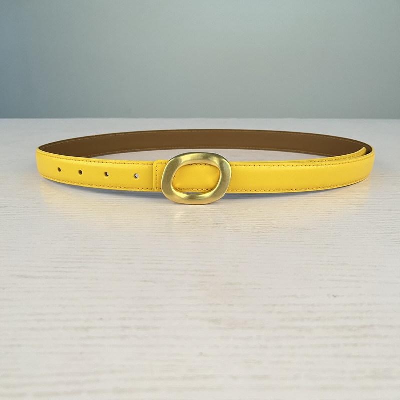 Leather Women'S Belt Simple Round Buckle Girls Belt With Jeans Casual Pants Belt Women'S