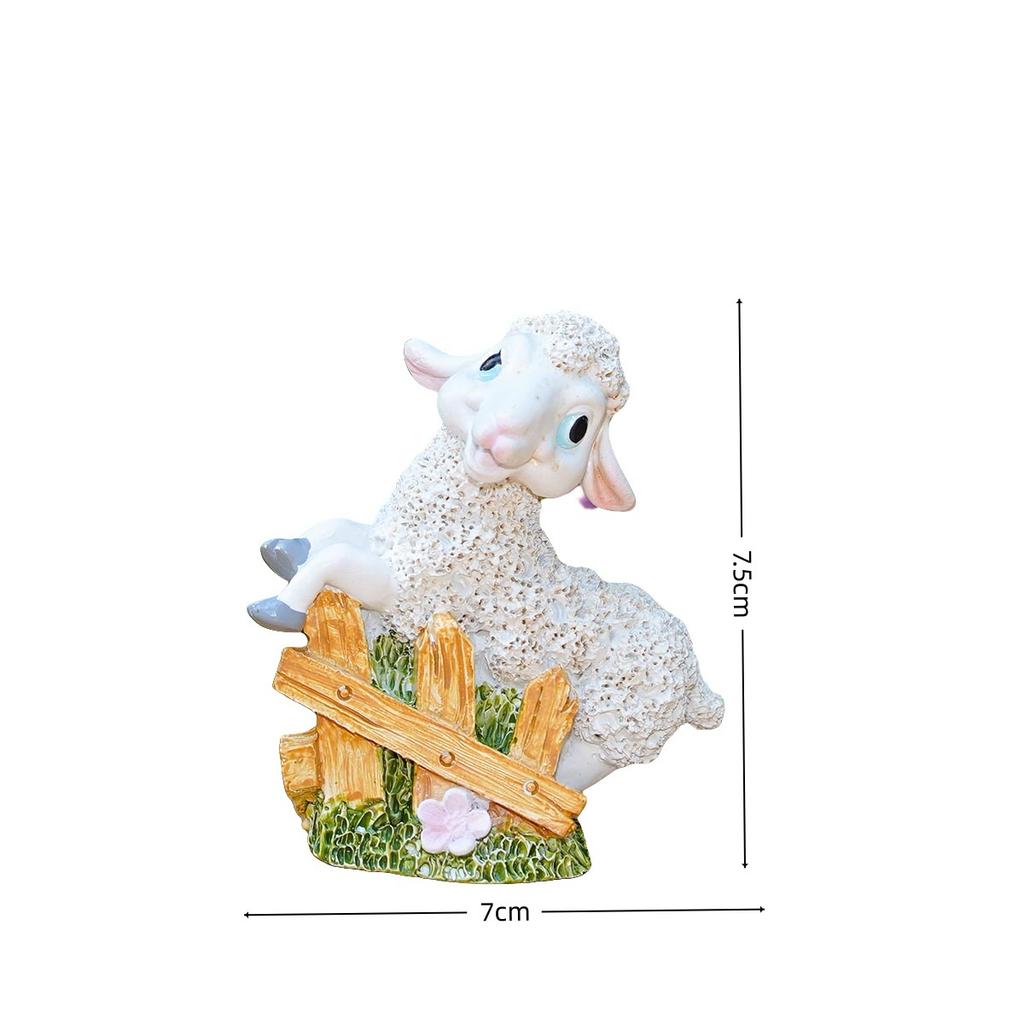 Creative Resin Leisurely Lamb Farm Statue,Sheep Statue,Lamb Figurine Cute Outdoor Decoration Animals Sculpture  for Yard Patio Landscaping Decor
