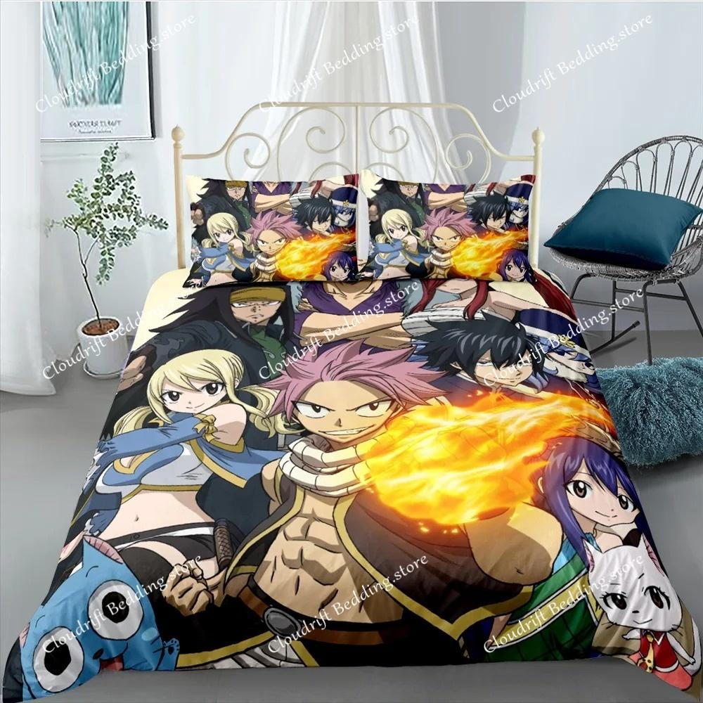 Anime Fairy Tail 3D Duvet Cover with Pillow Cover Bedding Set Single Double Twin Full Queen King Bed Set for Bedroom Decor