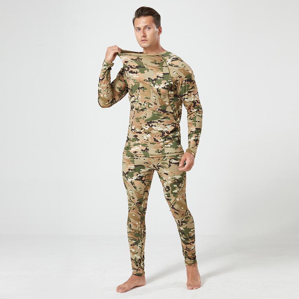Men's Outdoor Tactical Camouflage Fleece Cycling Underwear Set