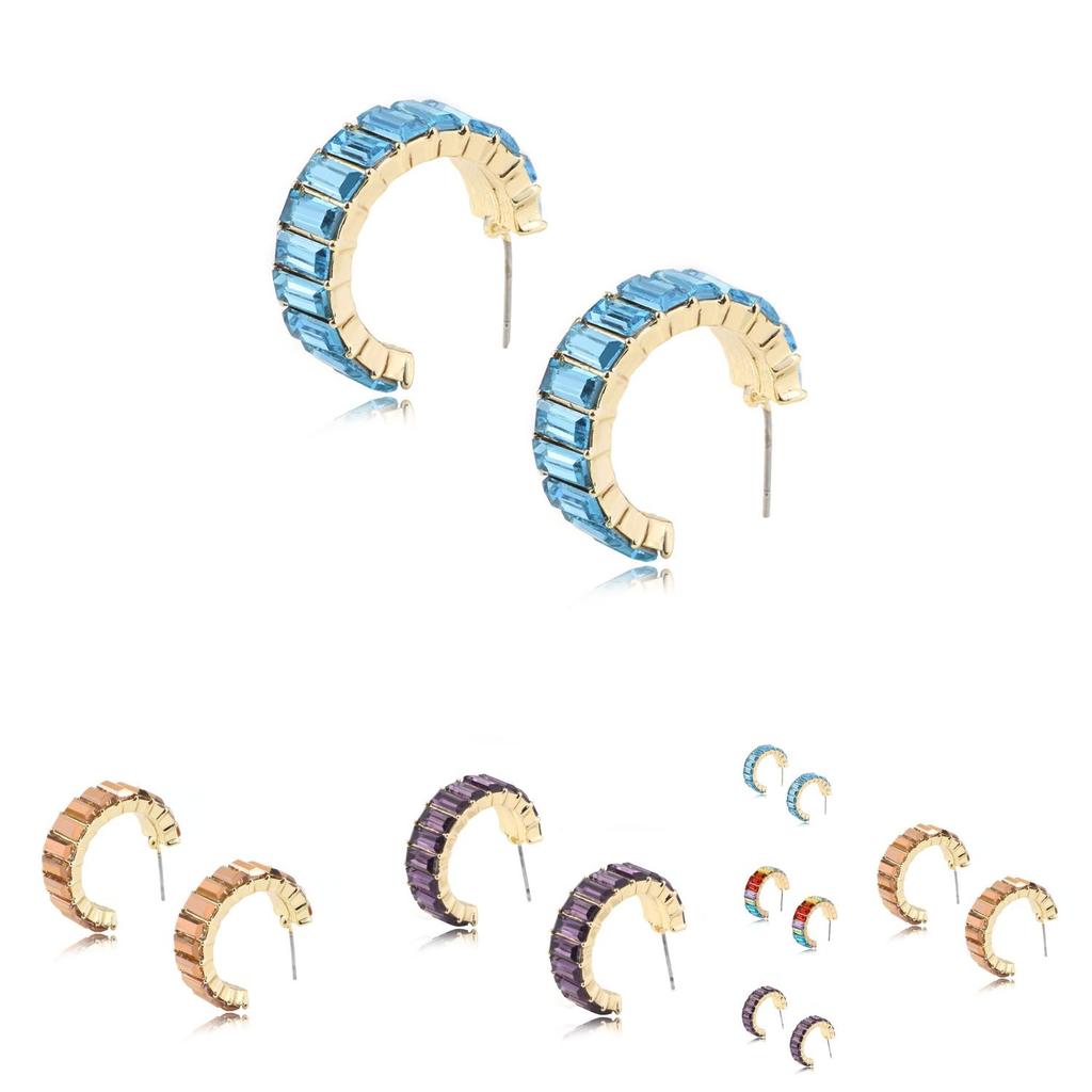 Colorful Geometric Alloy Stud Earrings Fashionable Accessories For Office Ladies