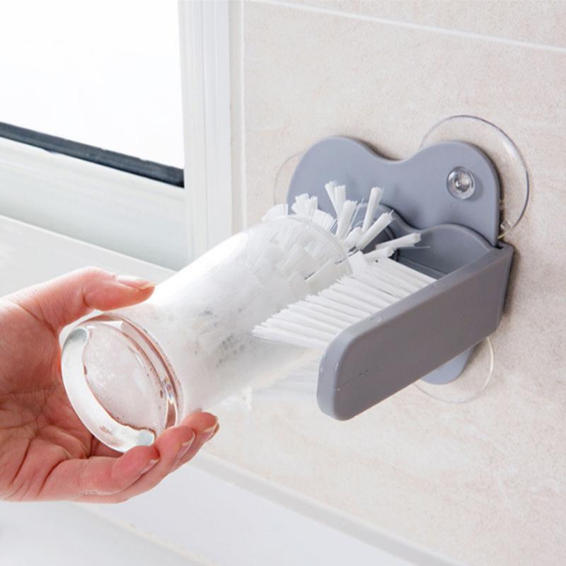 Cup Scrubber Glass Cleaner Lazy Bottles Brush Sink Kitchen Accessories 2 in 1 Drink Suction Cup Cleaning Brush Gadgets