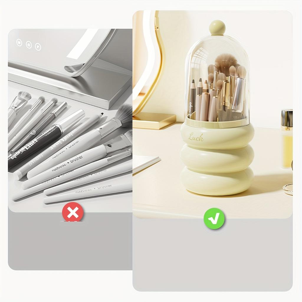 1pc Multifunctional Cosmetic Brush Storage Box - Dust-Proof Makeup Storage Container