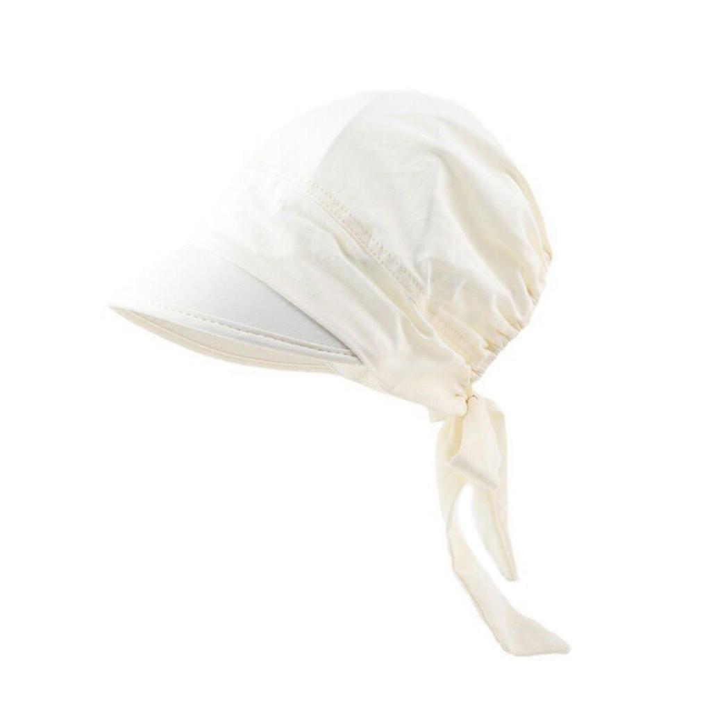 Woman Girl Baseball Hat with Self Tie Turban Adult Hot Day Hat Gathering Teens Sunproof Hat for Camping Travling Fishing White