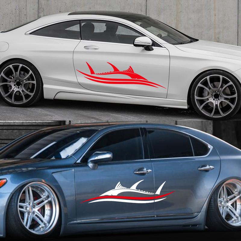 2pcs/set Fish Stripes Style Car Decals for Vehicle Car Boat RV Campervan Caravan Motorhome Window Decorate Waterproof Vinyl