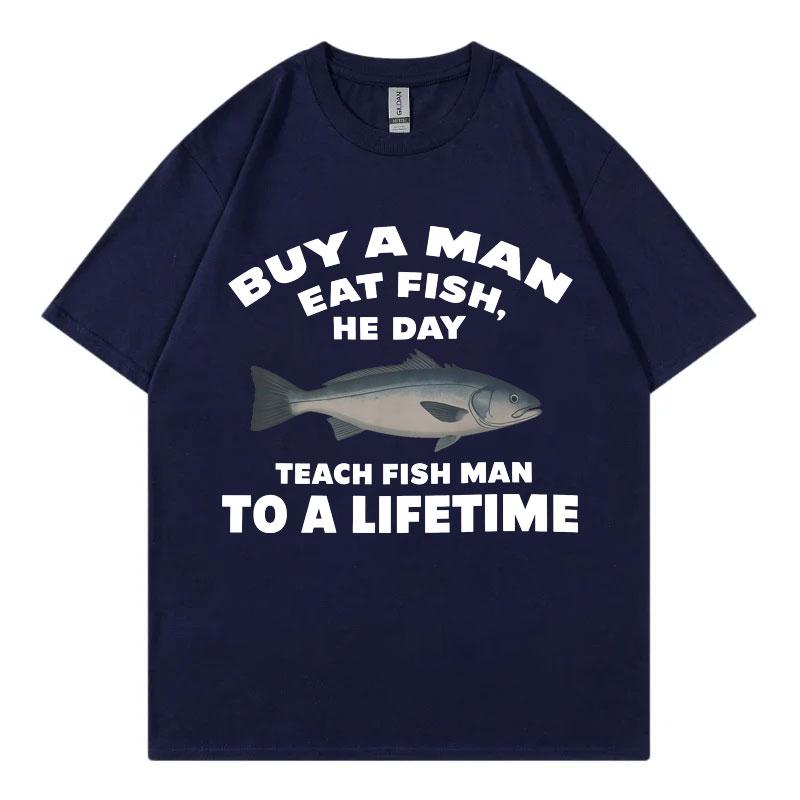Buy A Unisex Eat Fish Funny Meme T Shirt High Street Fashion Trend Short Sleeve Tshirts Unisex Unisex Casual 100cotton Summer Tshirt