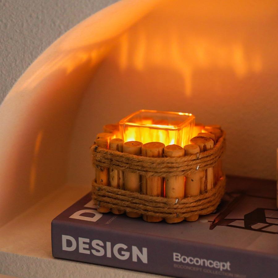 1PC Ins Wood Driftwood Aromatherapy Candle Holder-Home Goods Bedroom Book Tablecloth Ornaments,4cm Candles Are Recommended.